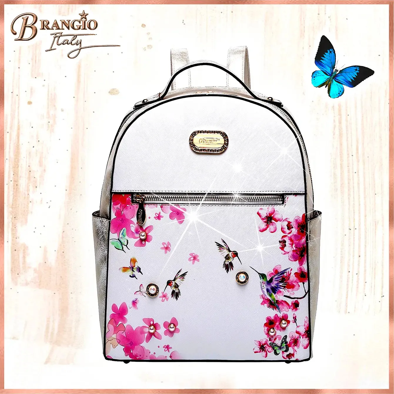 Hummingbird Bloom Crystal Laced Scratch & Stain Resistant Backpack