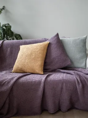 Linen Waffle Blanket - Dusty Lavender