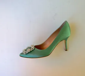 Manolo Blahnik Mint Green Hangisi 70 Heels