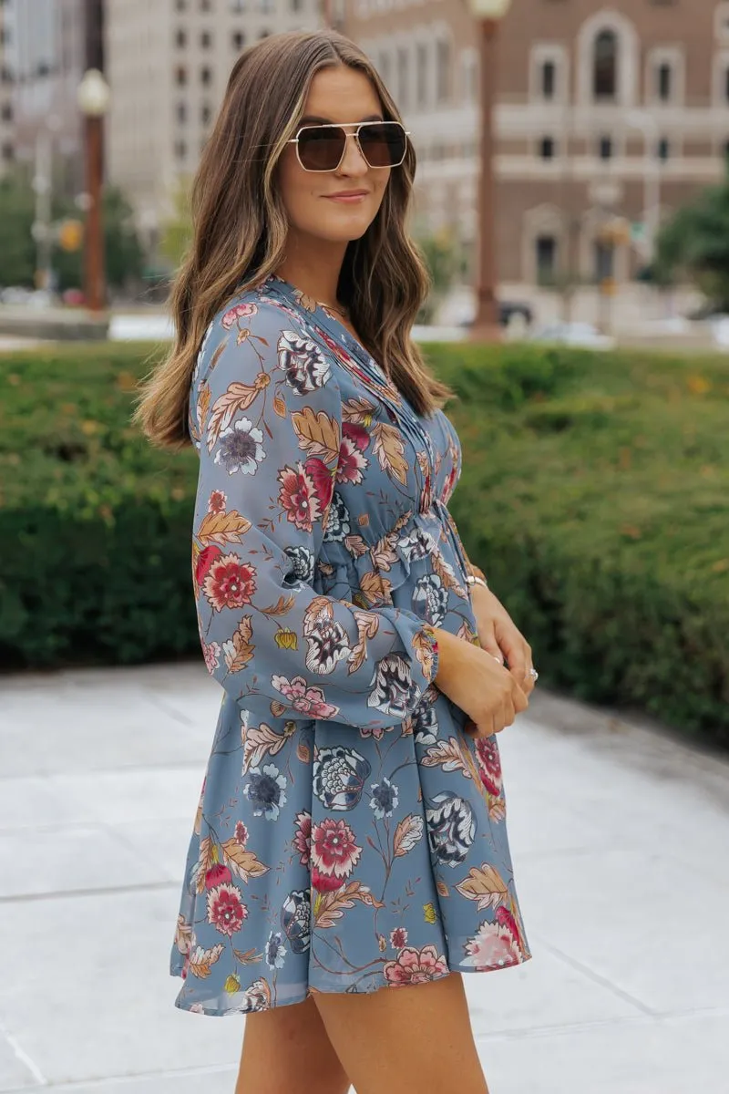 Steve Madden Blue Rami Floral Dress