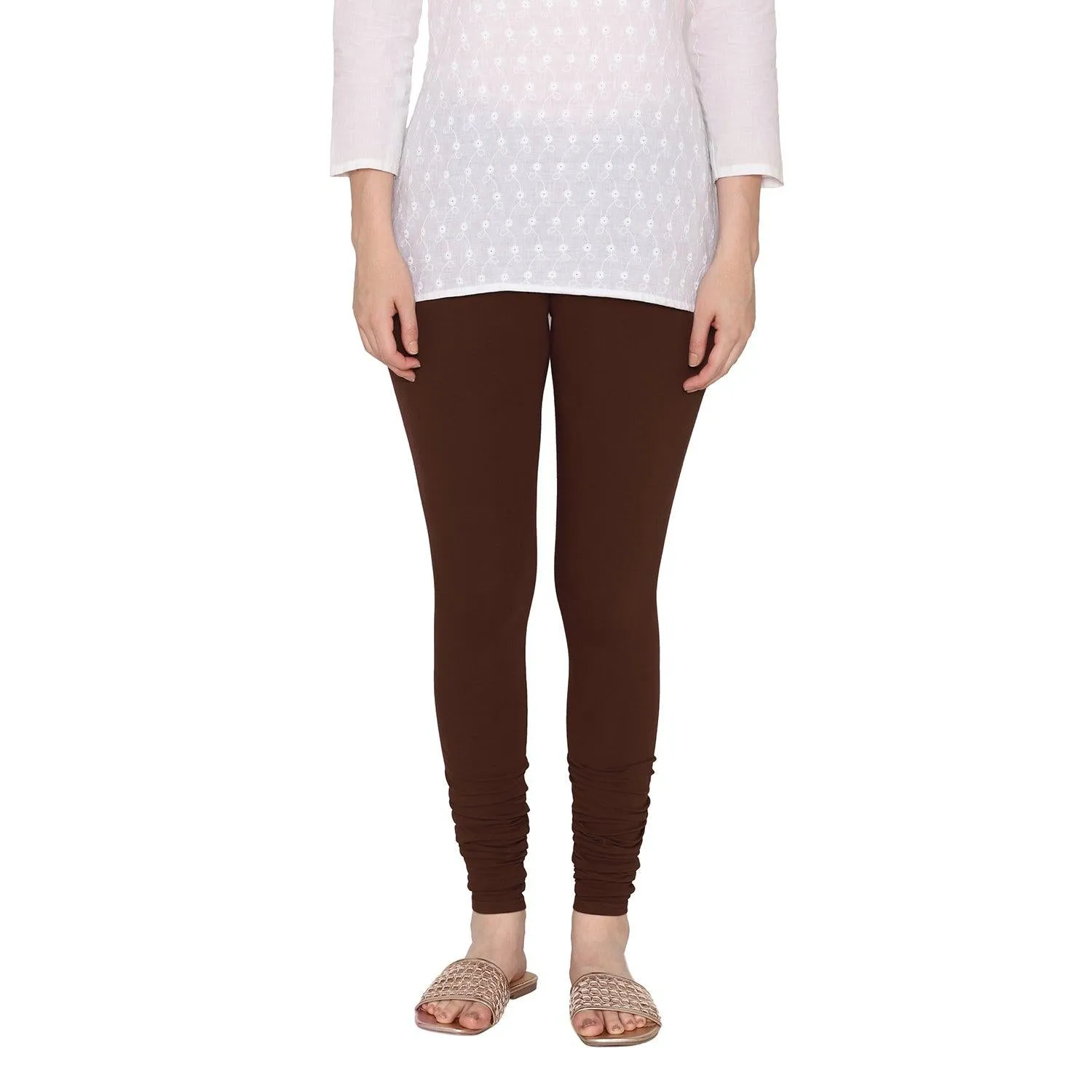 Women's Cotton Churidar Leggings (Free Size) - Deep Plum