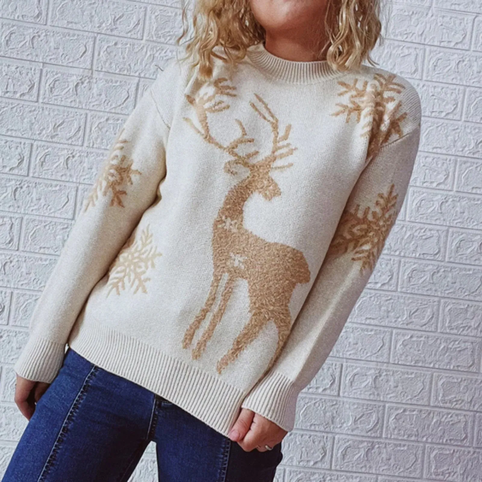 Women's Long Sleeved Crew Collar Striped Crop Sweater Sweaters Shirt Classic Sweaters for Women Women Pullover Sweaters Trendy